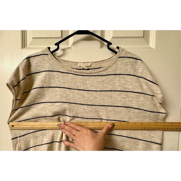 Eileen Fisher Organic Linen Blend Jersey Stripe Hi-Lo Lightweight Top Small - Picture 10 of 11
